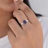 Purple Amethyst Oval Rope Bazel Ring, 925 Sterling Silver Jewelry, Minimalist Boho Ring for Women