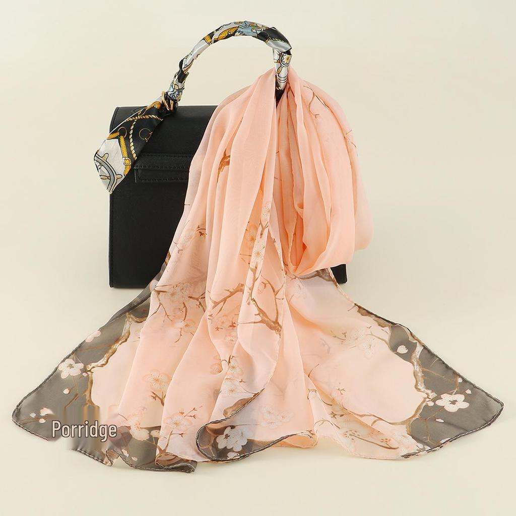 Eșarfă șifon cu buline mici de primăvară 2025: Protecție Solară la Modă pentru Femei, Ușoară și Lungă