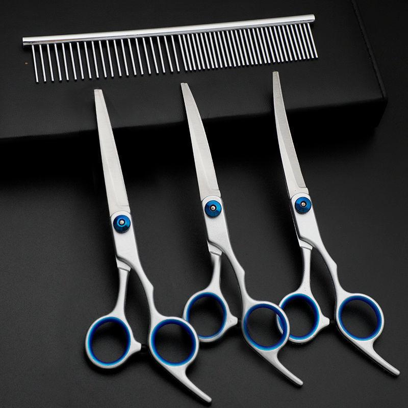 Professional Pet Grooming Scissors Set: Curved Trimming Shears for Dog Hair & Teddy Cuts
