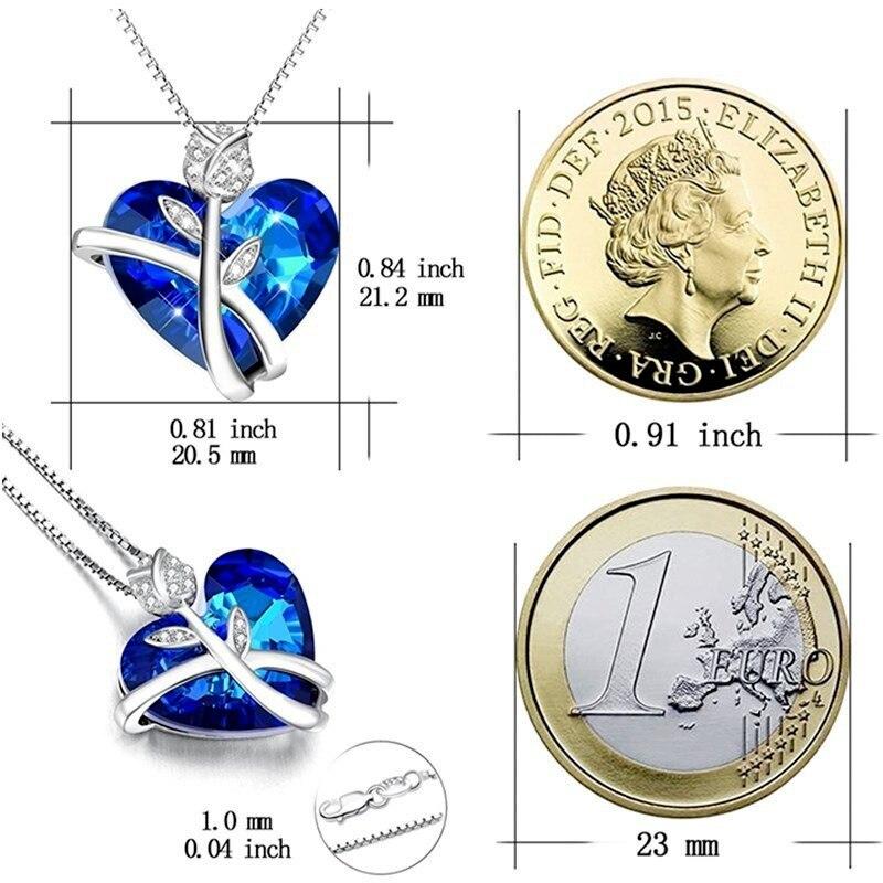 Silver Rose Flower Butterfly Necklaces For Women With Crystals ,Jewelry Gift Fors Wife Girl Friend