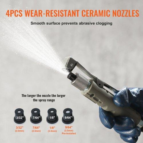 VEVOR 10Gal/40L Sandblaster Equipped with Nozzle Shut-Off Valve Pressure Gauge Ceramic Nozzle 2.5m Hose Filling Funnel Watertrap 6\" Rubber