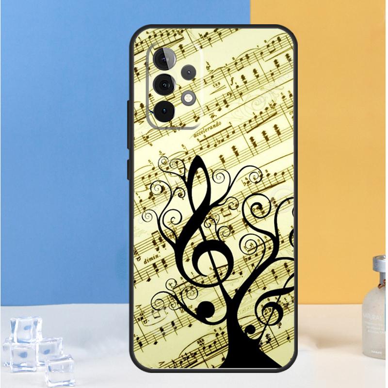 Music Notes Treble Clef For Samsung Galaxy A16 A26 A36 A56 A13 A33 A53 A05 A06 A54 A34 A14 A32 A52 A55 A35 A15 Case