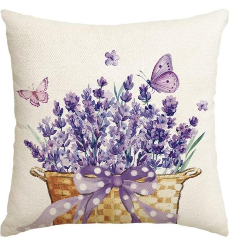 Lavender Home Sweet Home Pillow Covers – Spring Summer Purple Cushion – For Sofa Couch Bed Living Room Bedroom Home Decor