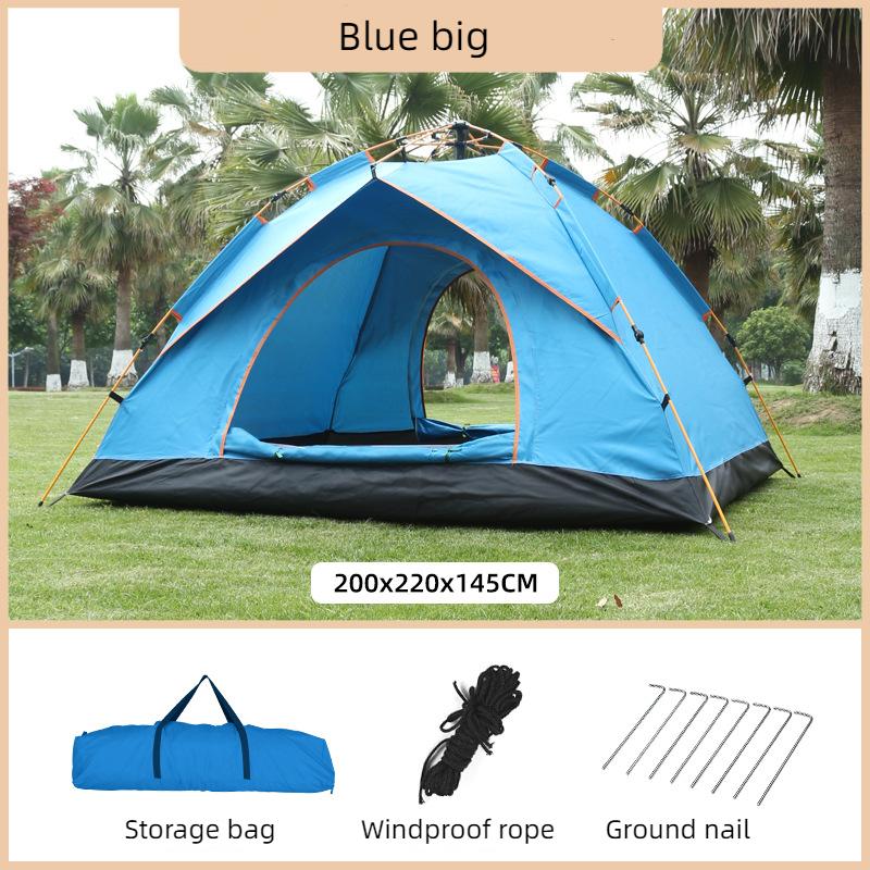 Cort pliabil portabil în aer liber, complet automat pentru camping, plajă, deschidere rapidă, acoperire cu lipici argintiu, cort îngroșat rezistent la ploaie