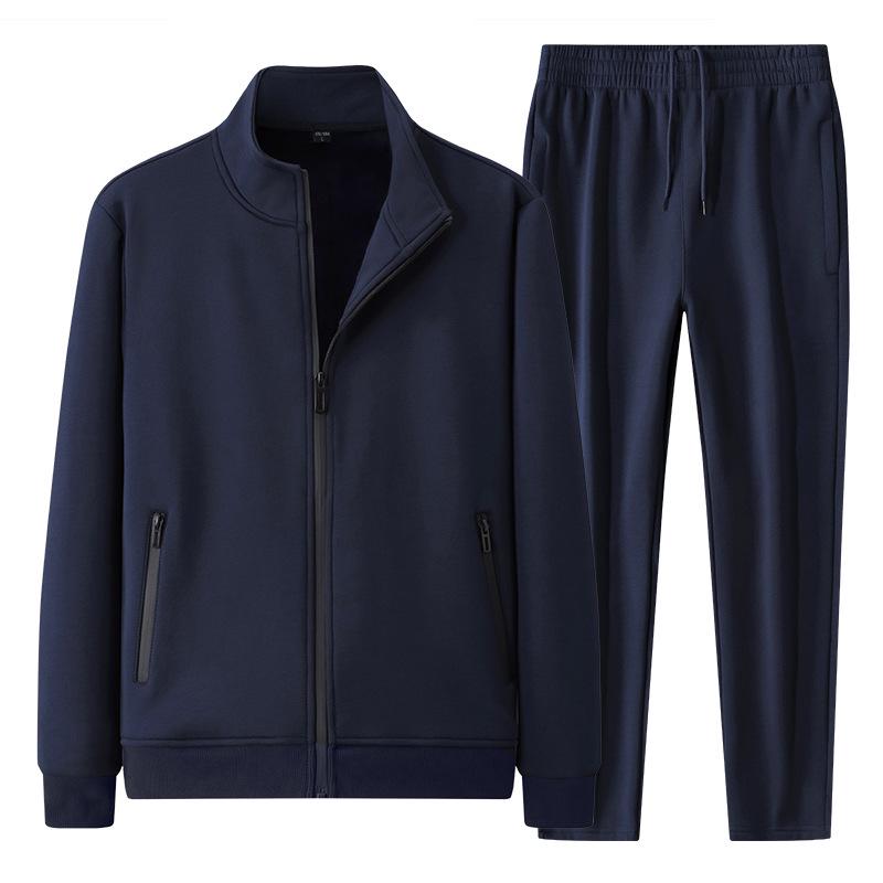 Men's Thickened Velvet Cotton Casual Suit: Middle-aged Father's Two-piece Sports Jacket and Pants Set