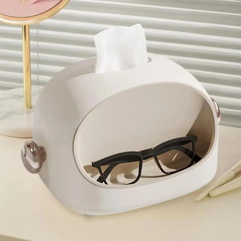 Household Multifu Tissue Holder Ins Style Solid Color Dustproof Cute Ear Tissue Box for Living Room Napkin Dispenser Box Storage