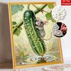 DIY Frameless Pearl Painting Kit Cute Mouse & Cucumber 3D Shiny Bead Art Canvas Relaxing Creative Craft for Home Wall Decor Gift