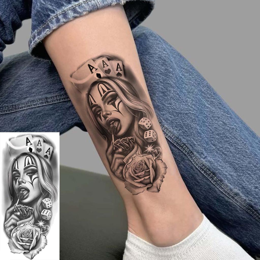 1 Sheet Scary Skull Grim Reaper Temporary Tattoos For Men Women Hand Arm Forearm, Realistic Fake Tattoo Sticker Halloween Tatoos