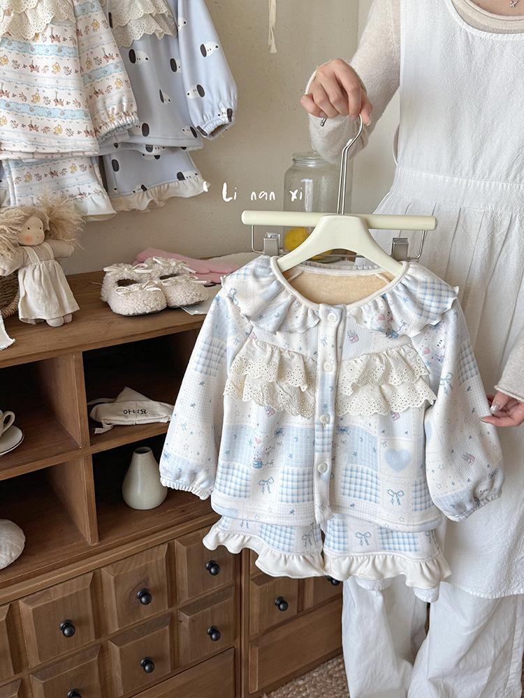 

Зимний пижамный комплект для девочек - Уютная осенняя домашняя одежда для малышей и детей 140 cm