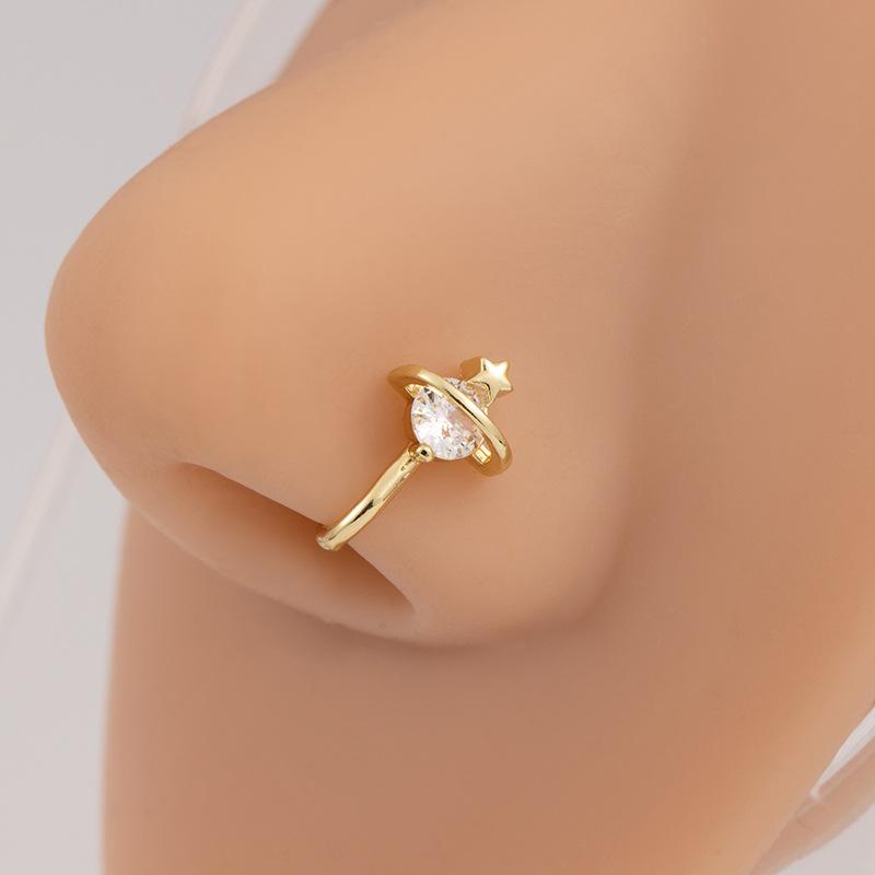 No Perforation Nose Ring Simple Gold Silver U-Shaped Nose Clip Butterfly Love Snowflake Diamond Nose Decoration Cartilage Clip