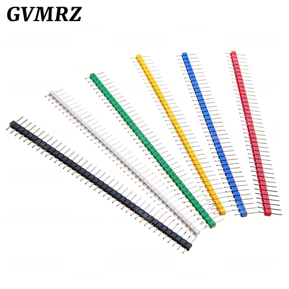 10PCS 1X40Pin Breakable Pin Header 2.54mm Single Row Male Header Connector PCB Pin Strip for Arduino Yellow Red White Black