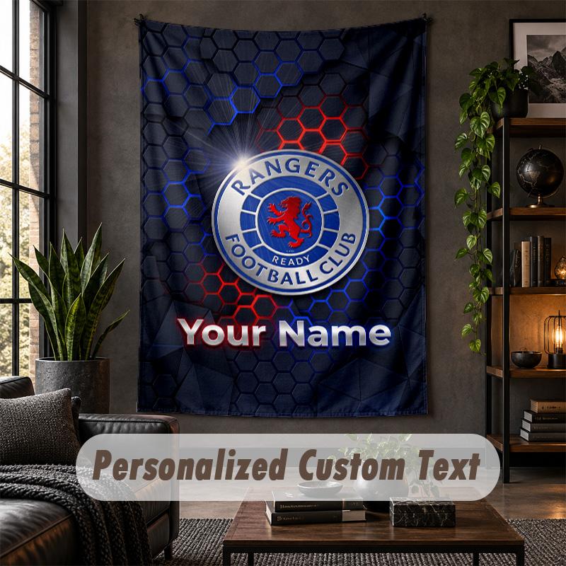 Wall Tapestry Rangers FC Print Custom Name Text Wall Hanging Home Decor