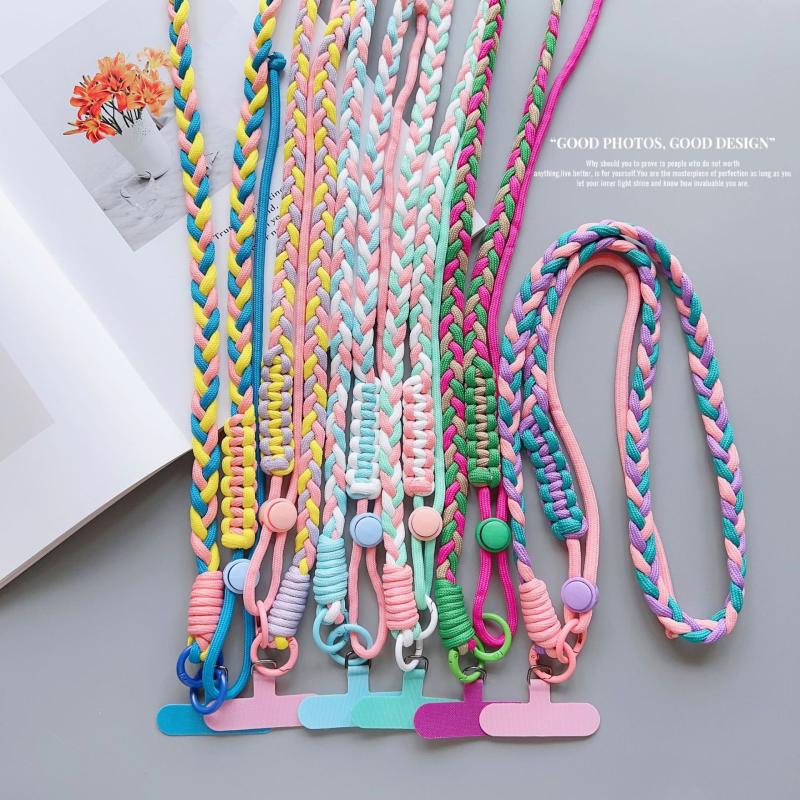 1 Piece Crossbody Can Carry Colorful Phone Lanyard Strap Hanging Chain Pendant Woven Mobile Phone Lanyard