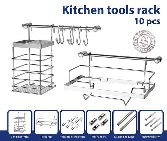 Corrimano da cucina 10 pezzi metlex mx-4540 argento lumarko!