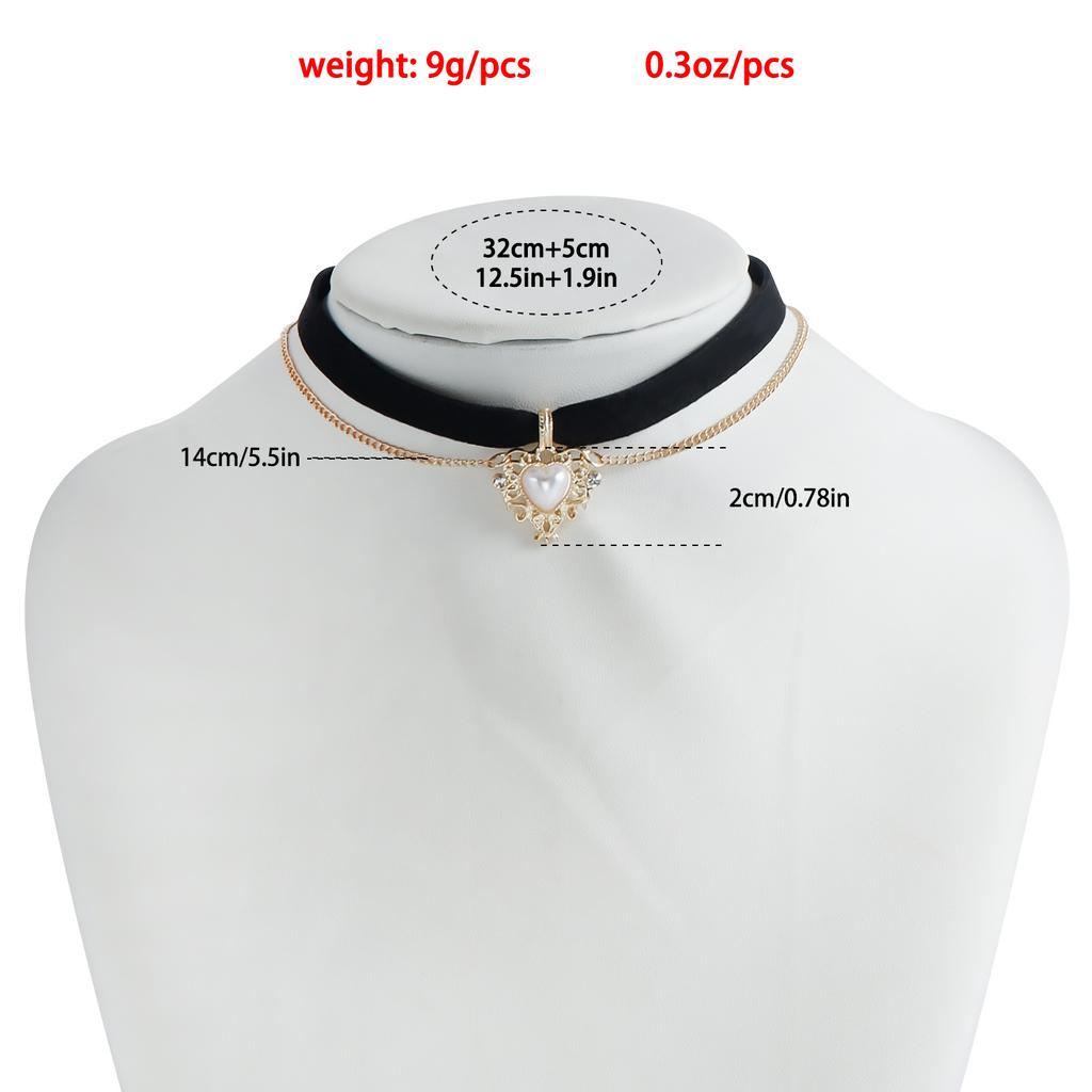 Court style aristocratic temperament collar choker imitation pearl love Korean velvet necklace