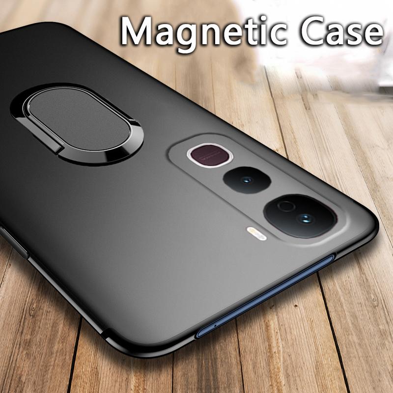 For Vivo iqoo z10 lite Case Finger Metal Ring Kickstand Phone Case Car Holder Matte Soft Silicone Housing for VIVO IQOO Z10 Z10 Lite Phone Casing