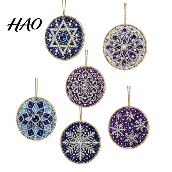 Handcrafted Christmas Tree Decor 6Pcs/Set Ornaments DIY Faux Pearl Art Kit, Hanging Decorations Craft Kit Holiday Gift for Lovers with Round