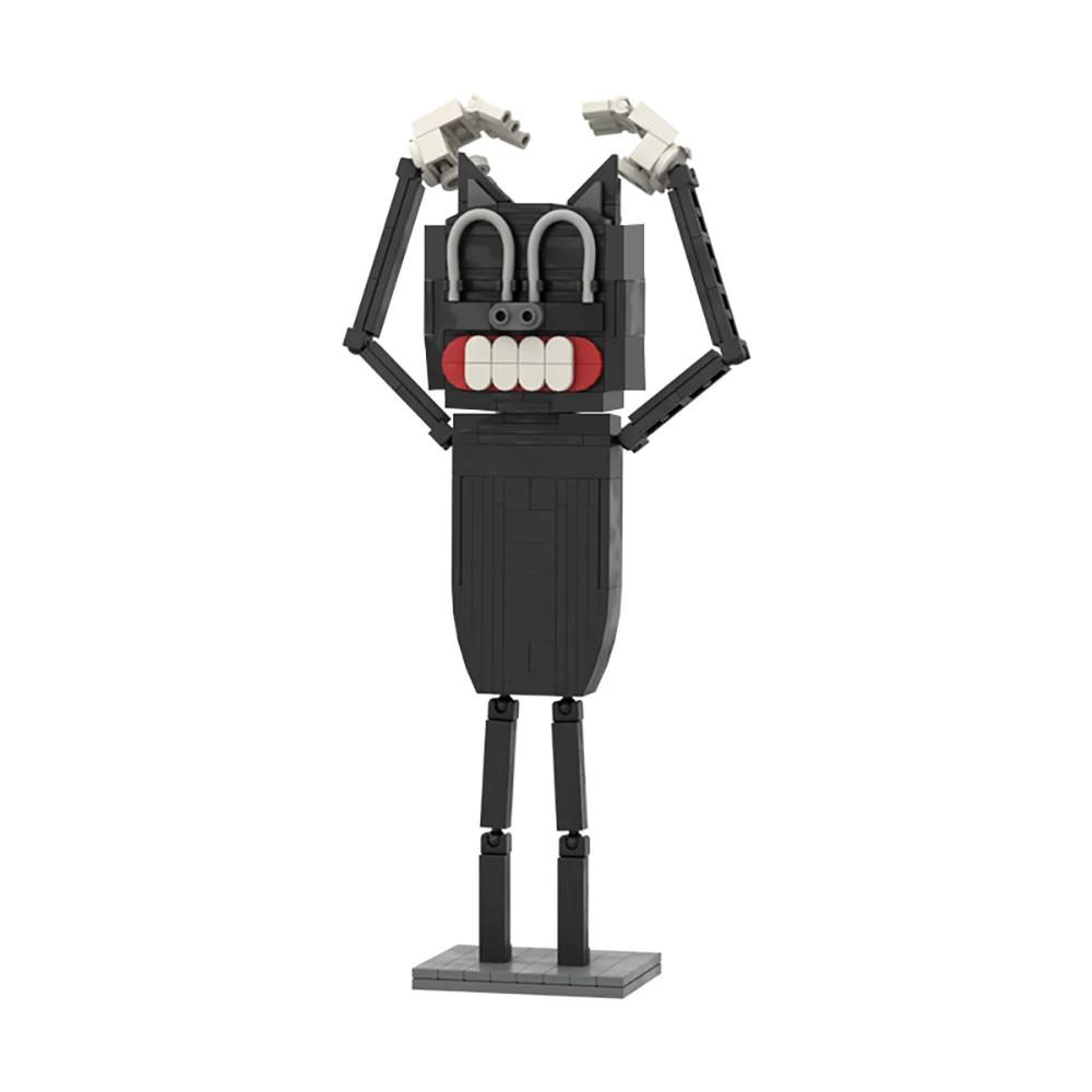 

Мультяшный Кот Ужасное Существо MOC Строительные Блоки, Странный Монстр с Искаженной Улыбкой, Жуткий DIY для Взрослых Коллекционеров