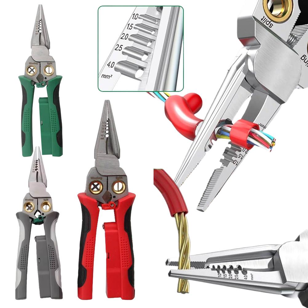 8-in-1 Wire Stripping Tool with Electricity Measurement Function Decrustation Plier Cable Scissors for Cutting and Pulling Wires