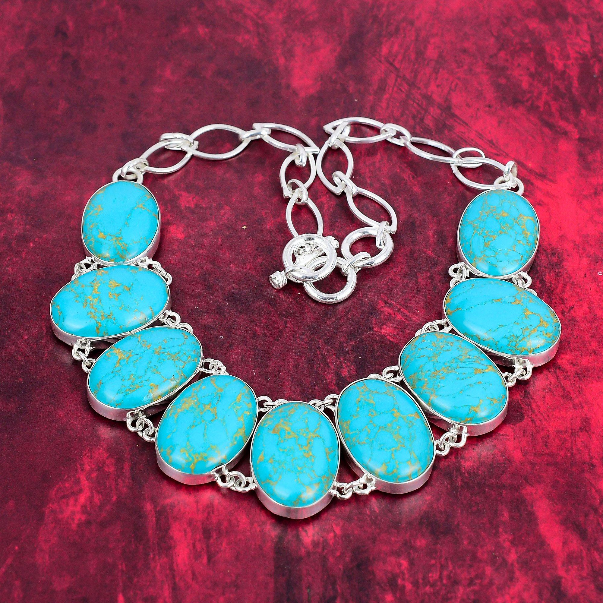 

Ожерелье ручной работы с драгоценными камнями синей бирюзы, стерлинговое серебро 925 пробы, антикварные ювелирные изделия, регулируемая цепочка, для подарка на помолвку Adjustable with 18 inches синий