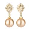 New Huabi Jewelry Copper Bottom Gold Plated Inlaid Gold Pearl Fashion Temperament Suit Female 14mm