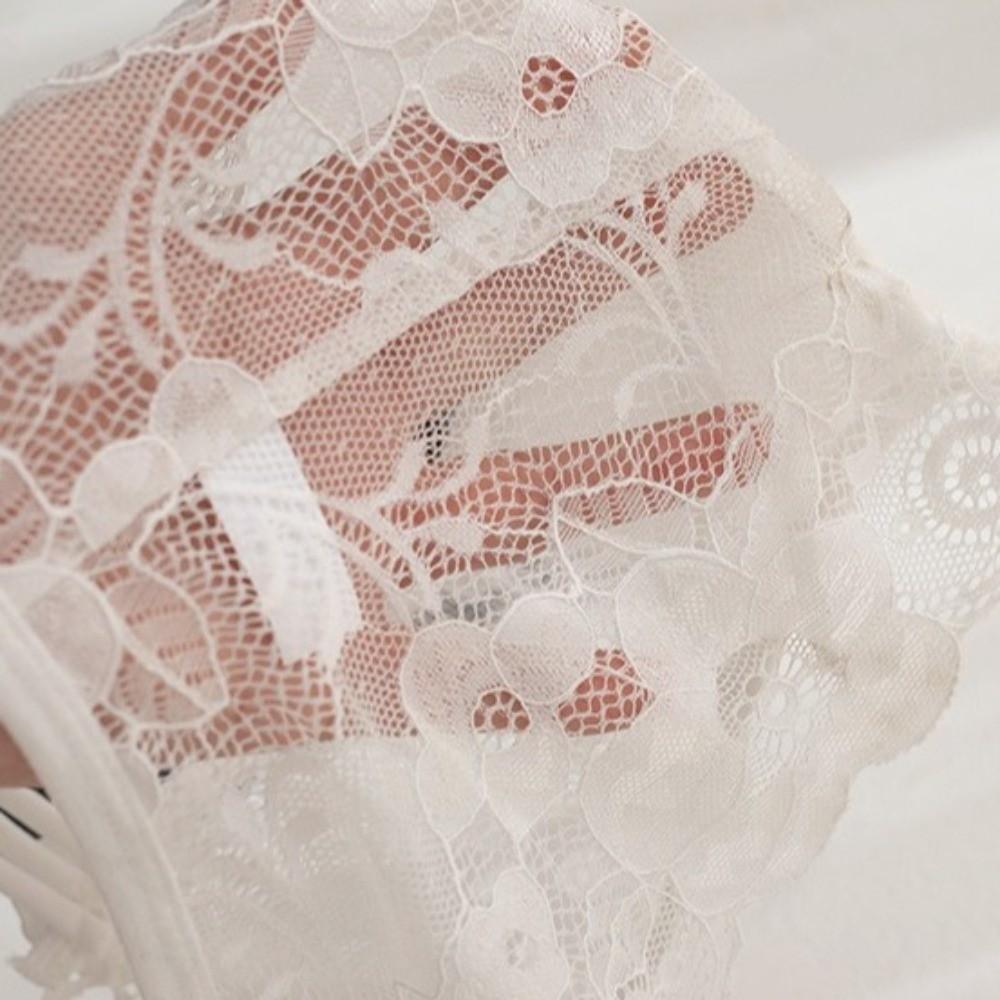 Transparent Lace Flower Panties Bow Lace Mesh Briefs Thin Strap Women Underwear Gifts