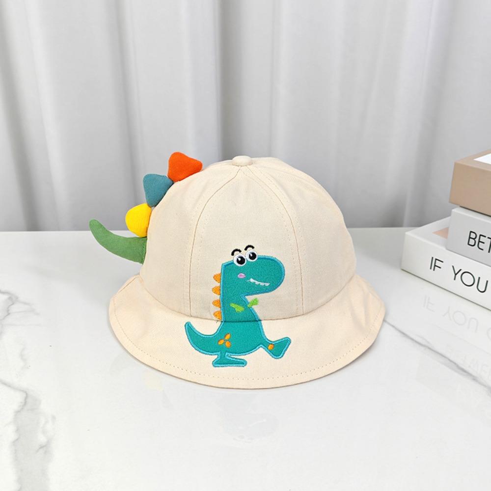 Korean Style Cartoon Dinosaur Bucket Hat Wide Brim Sun Protection Fisherman Cap 3D Toddler Sun Hat Outdoor Use