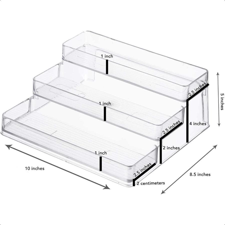3Tier Spice Rack Step Shelf Cabinet Organizer Clear 2