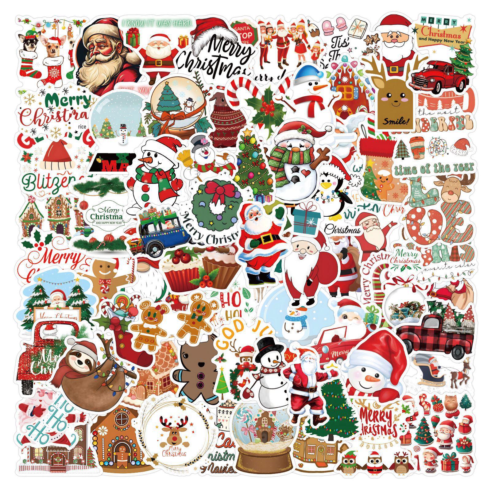 

120 Christmas Graffiti Stickers: Waterproof Decoration for Notebooks, Guitars, Skateboards & DIY Projects