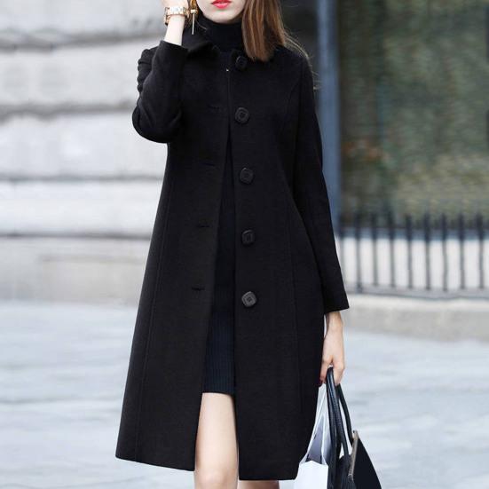 Damen Herbst Winter Wollmantel Umlegekragen Einreihig Locker Mittellang Dicker Warm Halten Mantel für Pendeln Dating Reisen