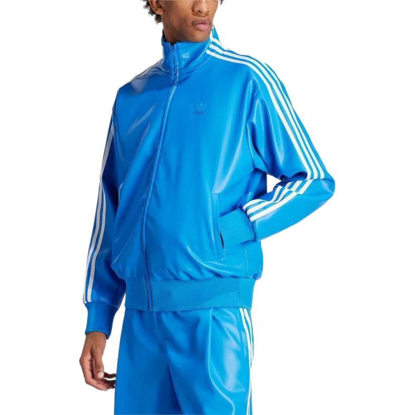 adidas Jaqueta Masculina Original com Listras com Logotipo Gola Alta Manga Longa com Zíper Azul IZ4035