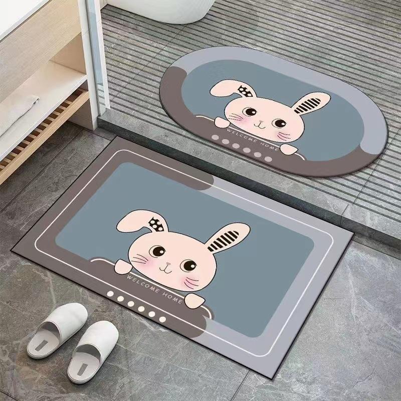 Bathroom Non-slip Soft Diatom Mud Absorbent Quick Drying Floor Mat Household Bedroom Kitchen Door Mat Entry Door Door Mat