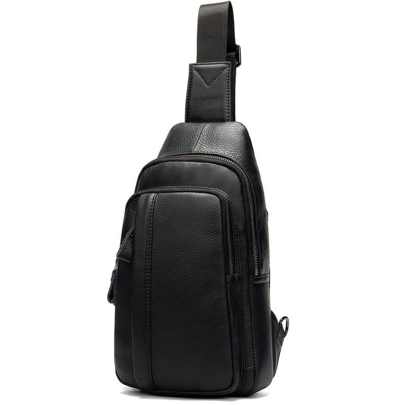 Real Cowhide Men's Bag Single Shoulder Crossbody Genuine Leather Chest Korean Casual Top Layer