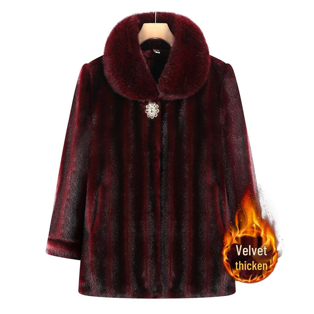 Faux Fur Coat for Women: Grandma Style, Thickened Winter Wear, Mink Velvet for Middle-Aged and Elderly
