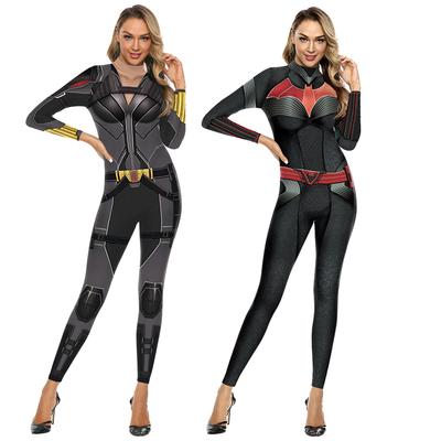 Superhero Print Cosplay Kostüm Frauen Sexy Zentai Bodysuit Punk Roboter Zentai Bodysuit Overall Langarm Urlaub Partei Kleidung