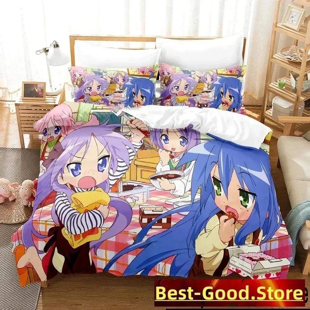 Anime Konata Izumi Lucky Star Bedding Set Printed Bed Set With Pillowcase Bed Duvet Cover Soft Queen King Size Bedclothes Home