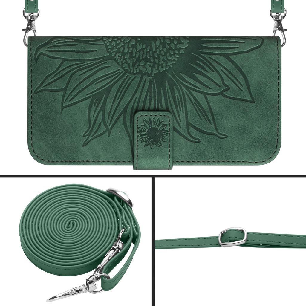 Suitable for iPhone15 Leather Case 13Pro Frosted Sunflower Card Wallet Protective Case 14plus Oblique Span