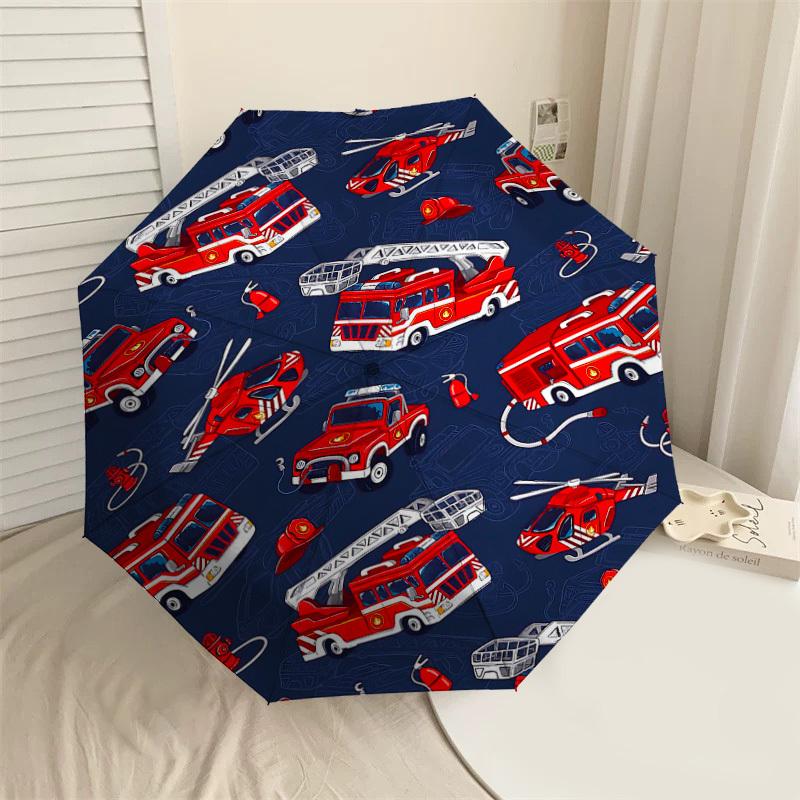 

1PC firetruck helicopter Umbrella-8-Rib Reinforced, Automatic Open, Lightweight & Durable, Cute Fashion Accessory for Outdoor-T349