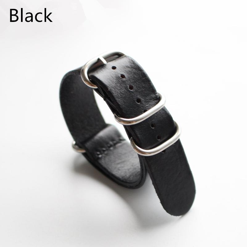 MERJUST 18MM 20MM 22MM 24MM Strap Oil Genuine Leather Black Brown Khaki Watch Band Zulu Wristband For DW Timex