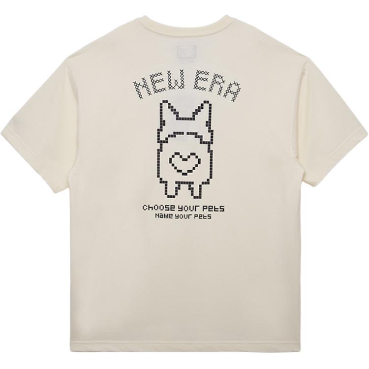 New Era SS24 Logo Digital Pet Cartoon Print Round Neck Short Sleeve T-Shirt Unisex T-Shirt Ivory 14341276