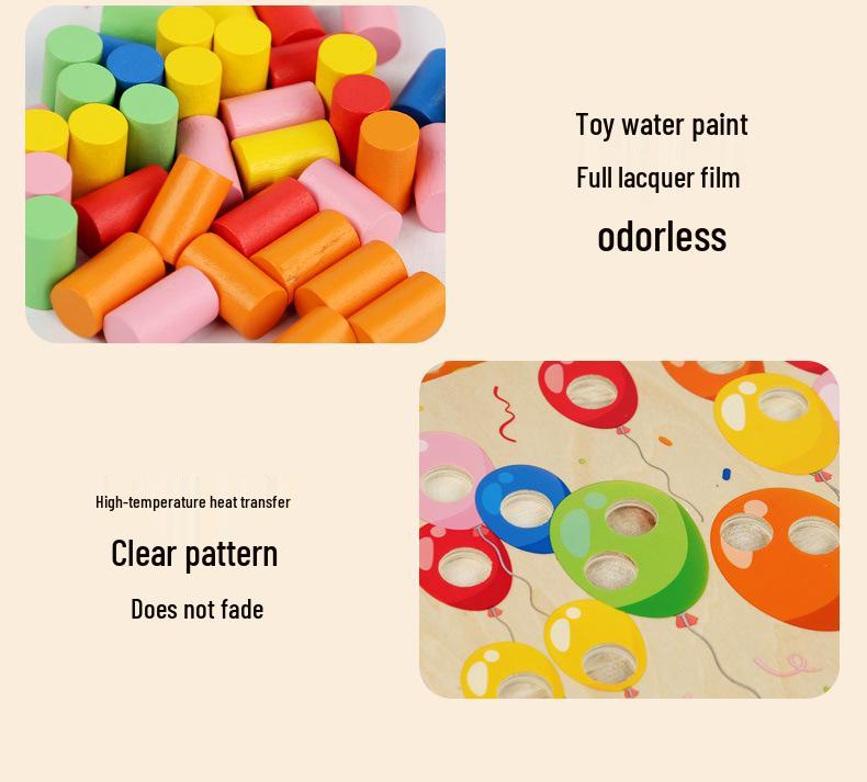 Montessori Color Sorting Pegs: Wooden Puzzle Game for Ages 2-3, Enhances Logical Thinking