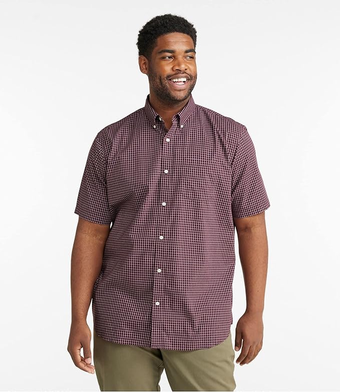 LL Bean Kennebunk Sport Traditional Short US Size Light 1000223091 Men's Wrinkle-Free Shirt, Fit, Sleeve, Check, Fit, Regular, L, Gold, Yellow,