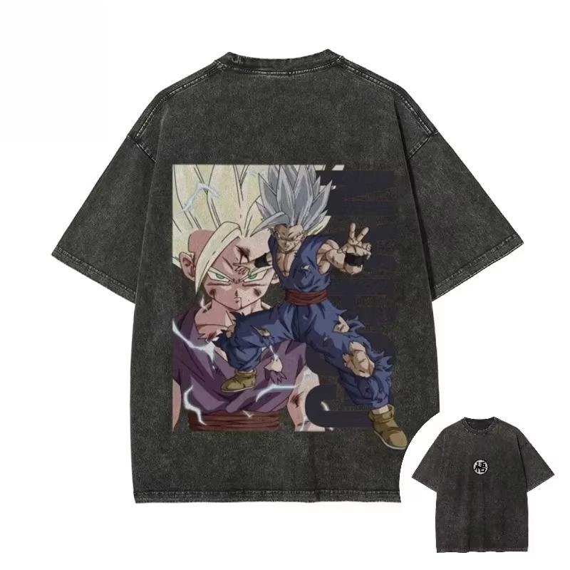 

Dragon Ball Son Gohan Men Summer Washed Tshirt Harajuku Vintage Streetwear Women Casual Shortsleeved Top cotton Tee 2XL