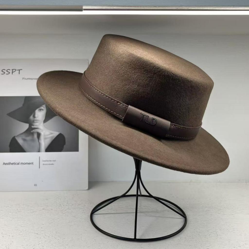 High-end French versatile fashion wool flat hat women's winter elegant versatile top hat temperament elegant fashion hat tide