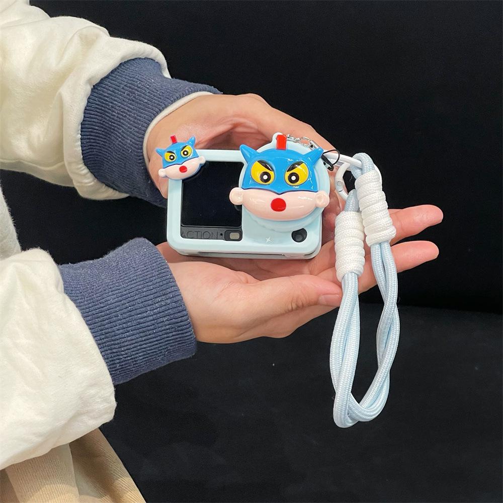 Creative Shin-chan Superman Protective Case with Solid Color Lanyard for DJI Action 3/4/6