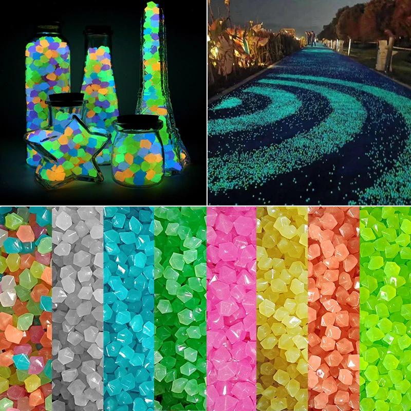 50-Pack 9mm Octagonal Fluorescent Stones for Garden or Fish Tank