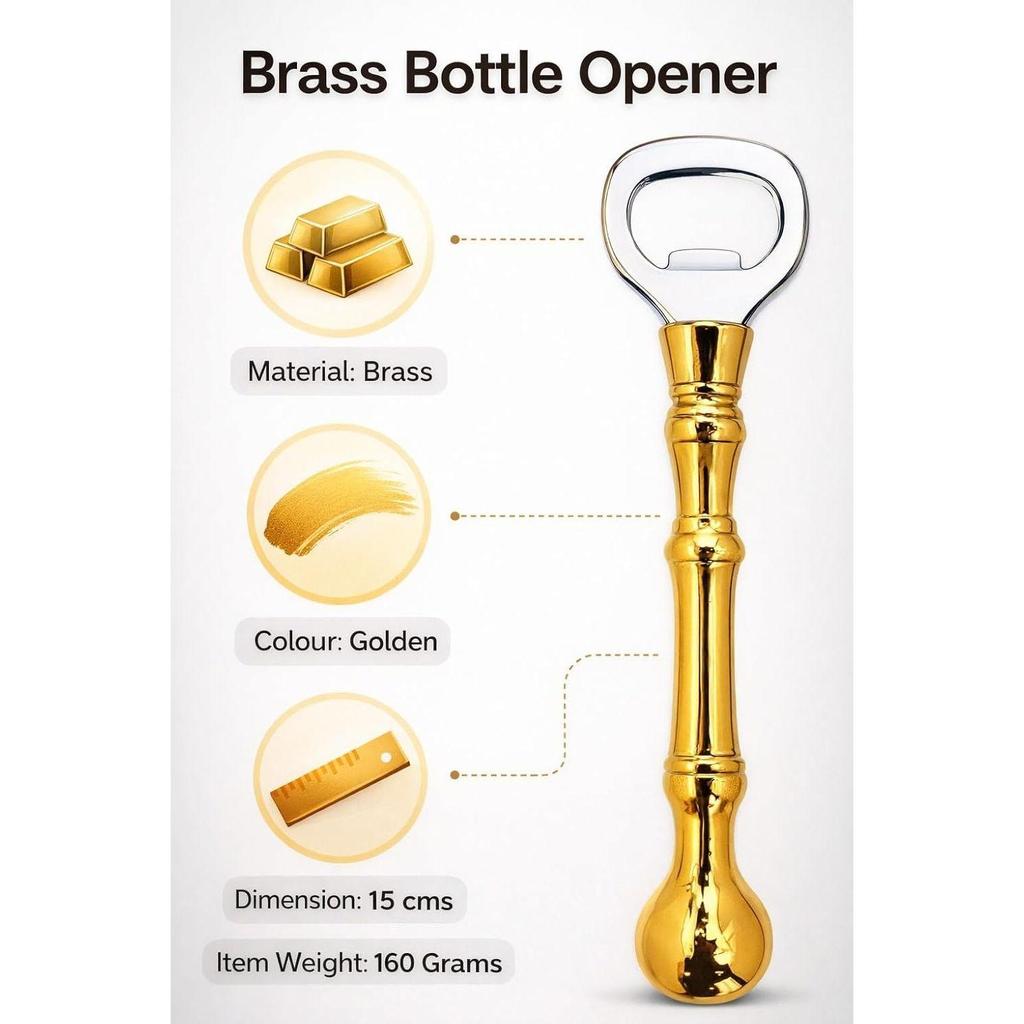 Premium Brass Bottle Opener – Polished Golden Finish