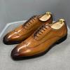 Fashion Mens Size 7-12 Oxford Shoes Wingtip Genuine Calf Leather Luxury Lace-Up Business Office Brogue Dress Shoes for Men