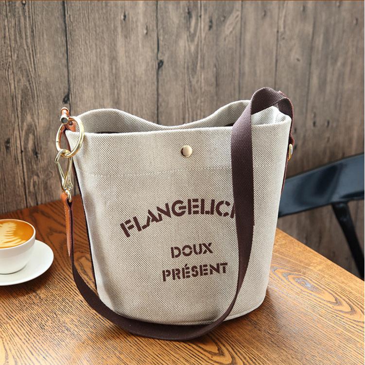 

Женская сумка из холста, простая сумка-ведро из холста, большая вместимость, сумка на одно плечо с диагональной застежкой