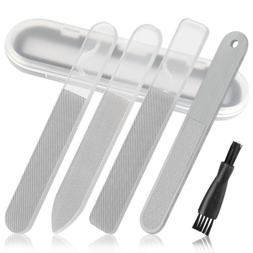 FINGOOO Glass File Set for Plastic Models, 5-Piece Set for Gundam Models, Transparent, Washable, Gate Processing, Anti-Clogging, Case and Brush Includ